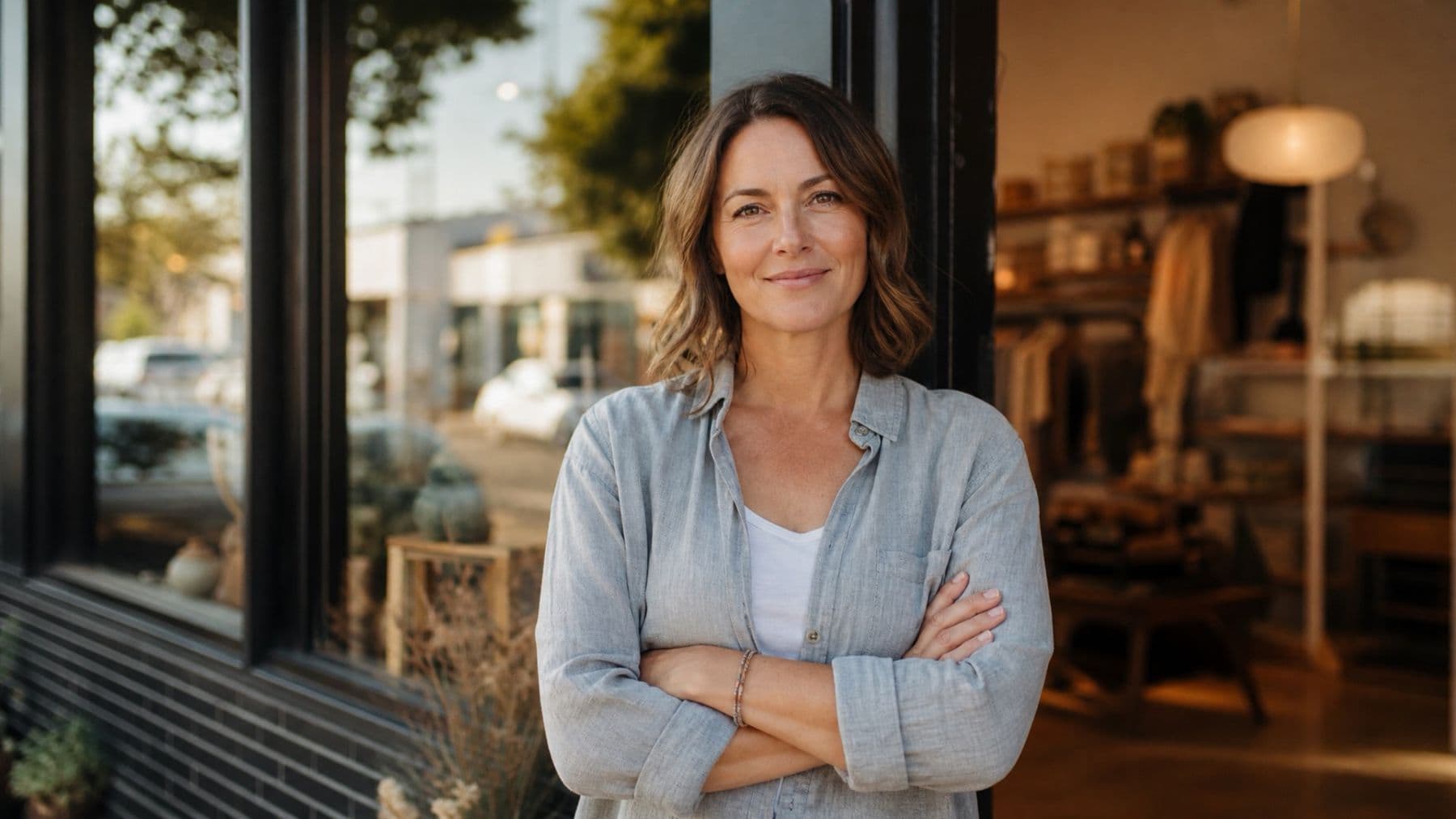 A business owner standing in her shop